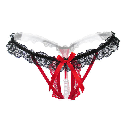 忌平庸情趣内衣性感透明蕾丝丁字裤女士低腰珍珠内裤Transparent sexy g-stringJPY带授权招加盟代理 商品图5