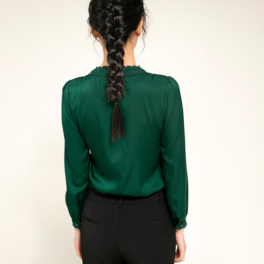 丁摩 重磅真丝蕾丝花边领长袖桑蚕丝衬衫20-37DB499240531 商品图4