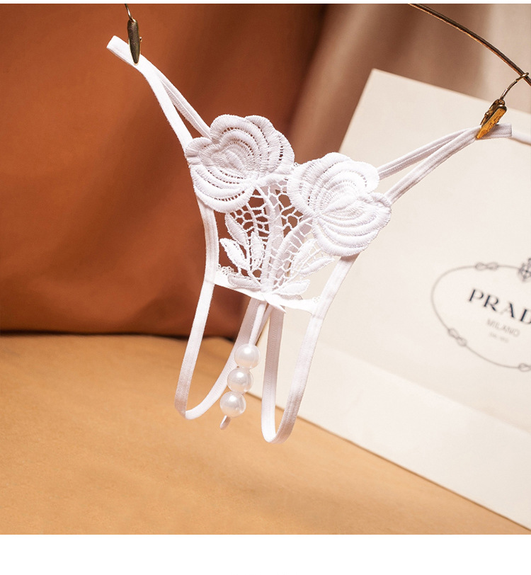 忌平庸情趣内衣女士镂空刺绣开裆式珍珠按摩丁字裤t裤性感心动游戏女