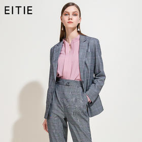 EITIE爱特爱品牌女装年春秋季宽松复古时尚格子西装外套5903608