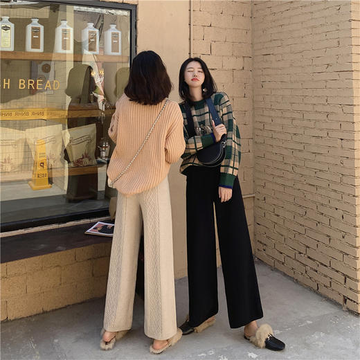 AHM-tbtx2289秋冬新款韩版针织高腰垂感宽松直筒毛线阔腿裤 商品图1