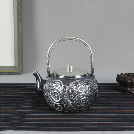 《龙凤呈祥》纯手作凤纹银壶 商品图0