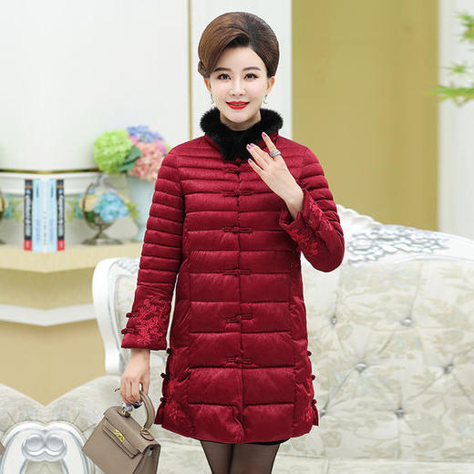 FLO-F1458-801新款水貂毛立领羽绒棉服 商品图0