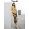 VIMAGE纬漫纪春季新款洋气摩登西装领双排扣皮衣外套女短款V1293808 商品缩略图0