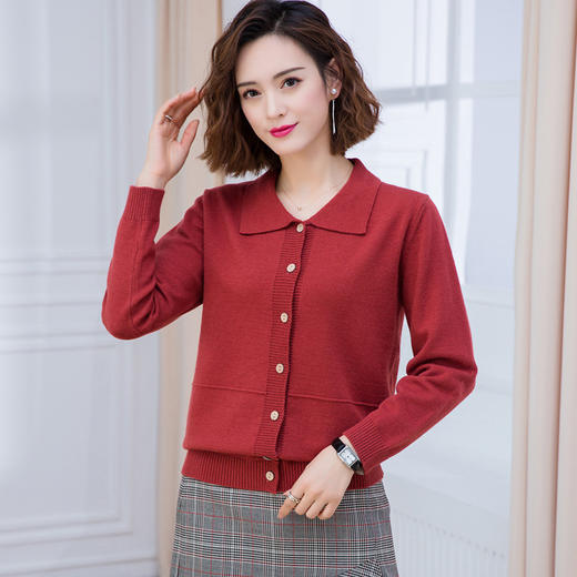 fcyzy5157潮款翻领短款针织单排扣开衫毛衣女外套限量