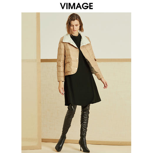 VIMAGE纬漫纪冬季时尚简约气质翻领羽绒服女短款短外套V1211807 商品图1