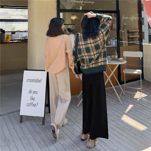AHM-tbtx2289秋冬新款韩版针织高腰垂感宽松直筒毛线阔腿裤 商品图2