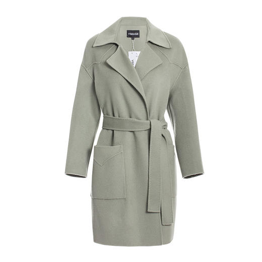 VIMAGE纬漫纪春季新款简约收腰百搭廓形羊毛呢大衣女中长款V1314904 商品图4