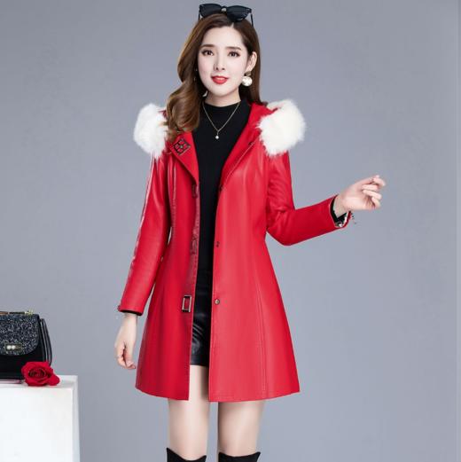 皮衣女中长款2019韩版新款修身显瘦pu皮风衣冬季外套 - 唐织绾女装店