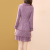 HT6525新款紫色蕾丝钉珠连衣裙TZF 商品缩略图3