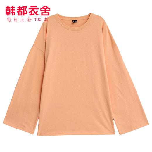 韩都衣舍2020春新款女韩版宽松圆领打底衫长袖中长款T恤MY1501沐 商品图5