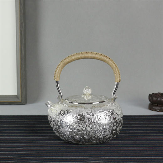 《国色天香》纯手作银壶（定） 商品图0