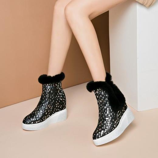 OLD-7726秋冬新款厚底坡跟加绒加厚短靴 商品图4