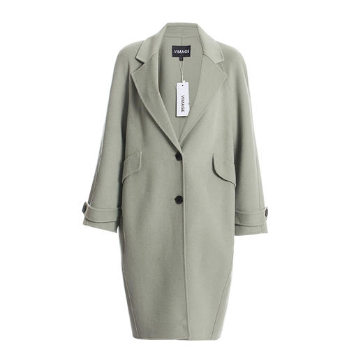 VIMAGE纬漫纪春季新款清新高级纯色单排扣羊毛呢大衣女中长款V1314905 商品图4