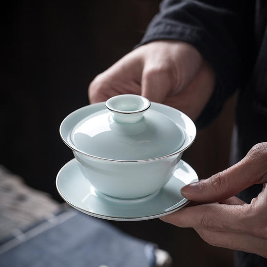 永利汇 影青瓷三才茶杯盖碗泡茶碗单个 功夫茶具景德镇陶瓷茶盏 商品图0