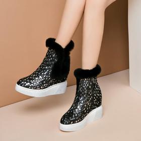 OLD-7726秋冬新款厚底坡跟加绒加厚短靴