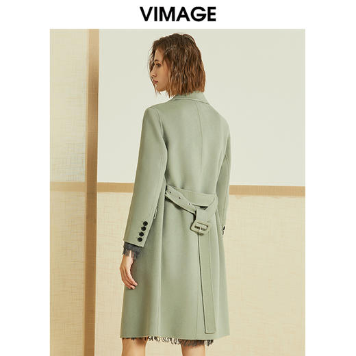 VIMAGE纬漫纪春季新款简约单排扣通勤显瘦羊毛呢大衣女中长款V1314903 商品图3