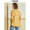 VIMAGE纬漫纪春季新款洋气摩登西装领双排扣皮衣外套女短款V1293808 商品缩略图3
