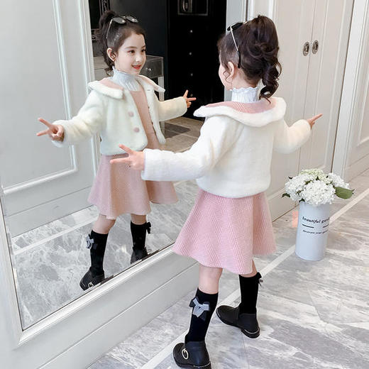 ZCY-新款韩版加厚水貂绒公主裙两件套 商品图3