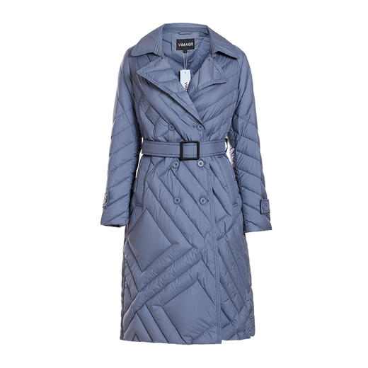 VIMAGE纬漫纪春季新款百搭纯色轻薄收腰白鹅绒羽绒服女中长款V1211805 商品图4