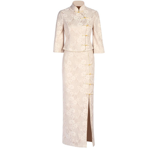 DLQ-A2195秋冬改良长袖拜年服过年旗袍两件套 商品图3