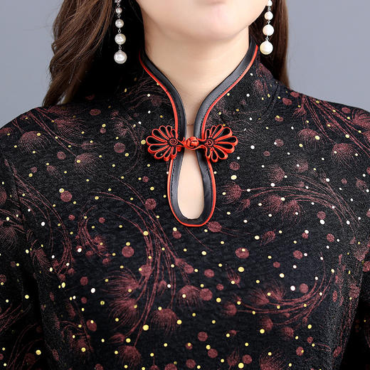 春秋装中国风旗袍长袖连衣裙货号wyn81921