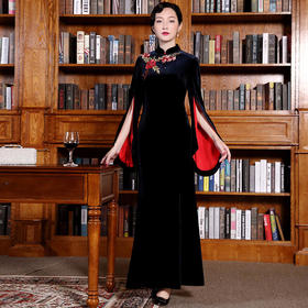 DLQ-A2167新款高端金丝绒绣花旗袍