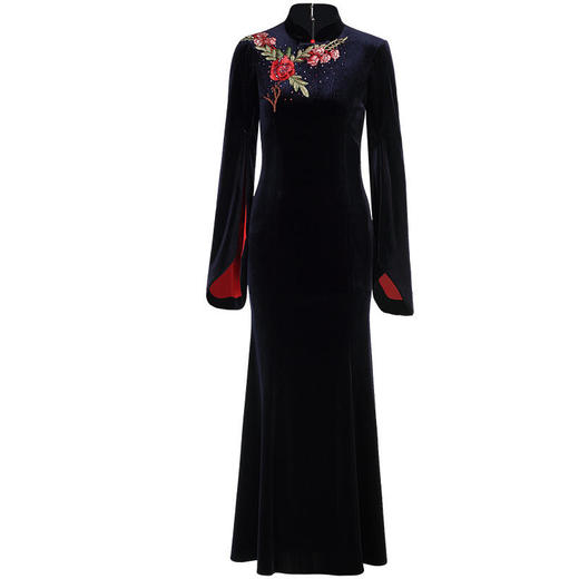 DLQ-A2167新款高端金丝绒绣花旗袍 商品图3