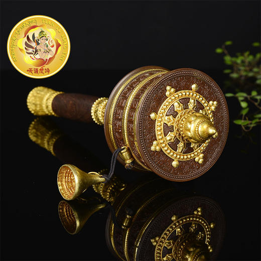 新款亚青寺藏式手摇转经轮手摇纯铜双层六字真言大明咒藏式转经筒大小