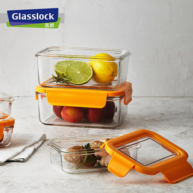 Glasslock NEO系列进口钢化玻璃保鲜盒（橘色盖子）