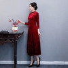 WXG-SR888秋冬新款中式复古婚宴钻石绒旗袍裙 商品缩略图2