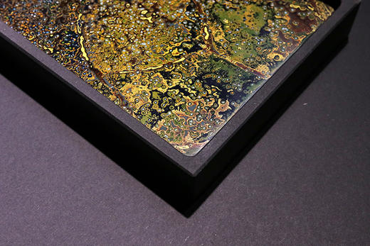 【逐物漆器】大漆干泡茶盘 乌金石盘 犀皮漆工艺 肌理斑纹