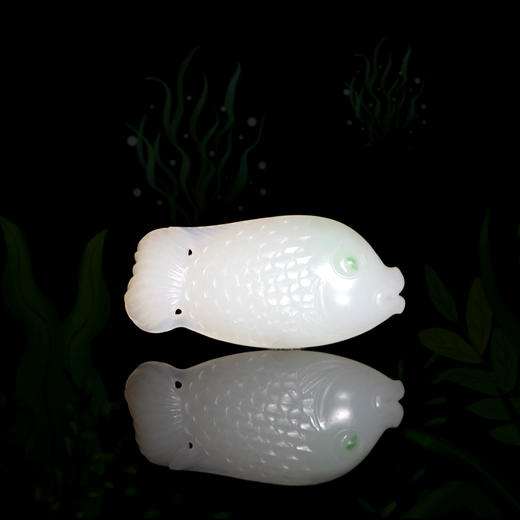 和田玉（白玉飘翠）挂件--锦鲤 21g 商品图1