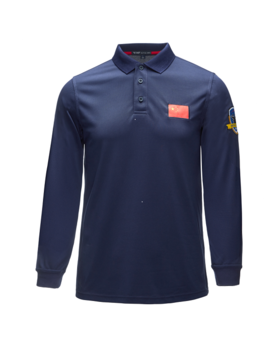 长袖POLO-刺绣红旗和作训臂章-宝蓝