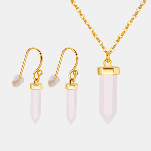 醍醐 一箭钟情 天然粉水晶 爱情之石 项链 耳饰 套装 商品图0