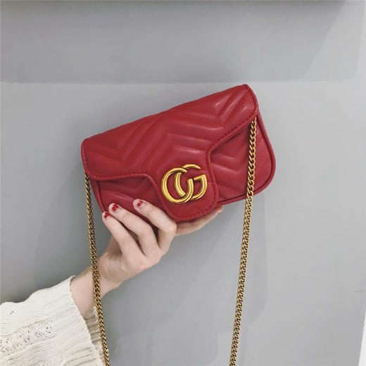 RK-P1906新款波浪纹包包女网红CG小香风菱格链条包 商品图0