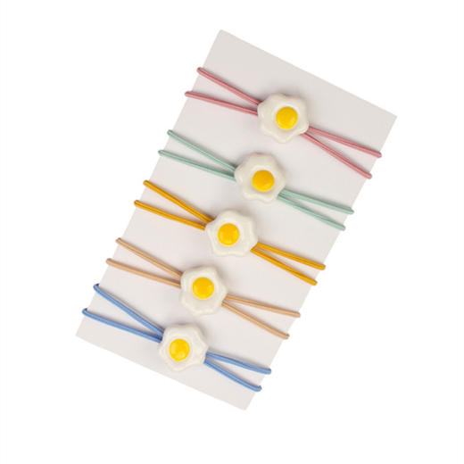 【一套五款颜色】可爱荷包蛋发绳头绳发饰少女简约橡皮筋创意时尚饰品 商品图4