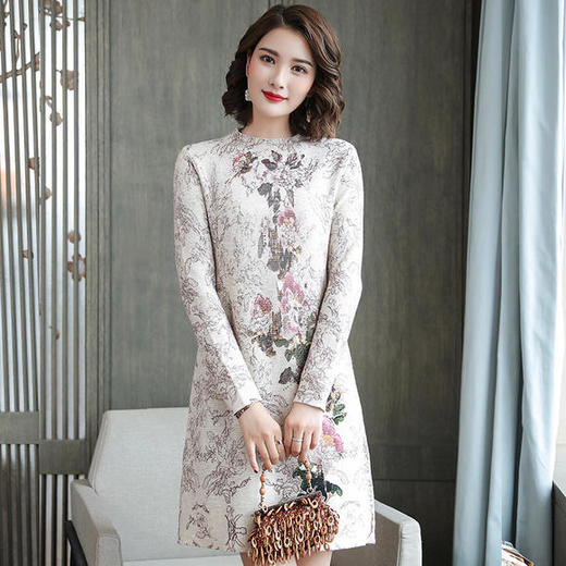 SM-VY6909复古印花针织大码连衣裙 商品图3