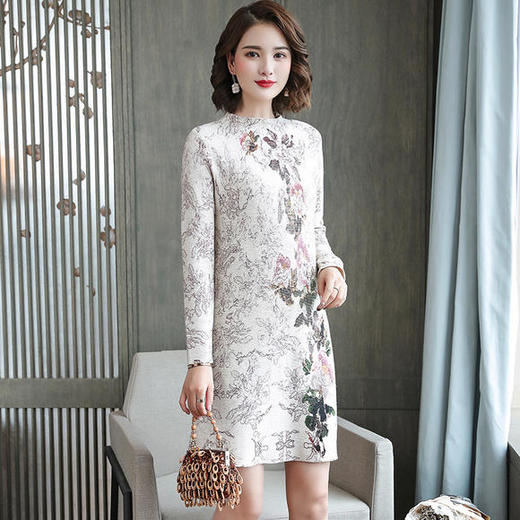 SM-VY6909复古印花针织大码连衣裙 商品图1