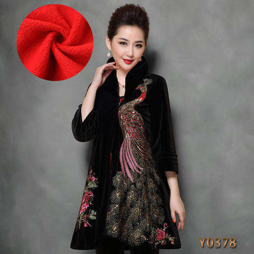 DY-Y0378金丝绒刺绣加绒加厚披风大衣 商品图0