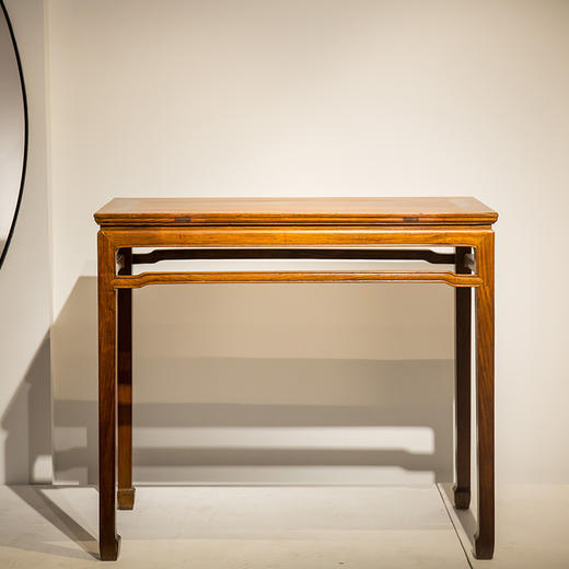 清 黄花梨独板罗锅枨束腰马蹄腿半桌