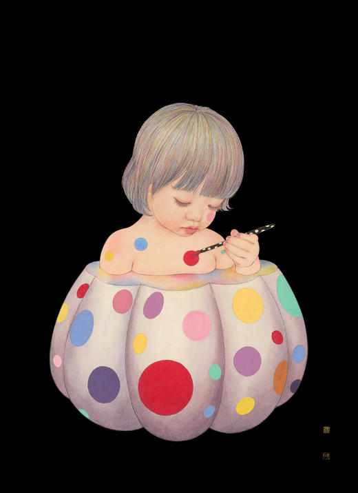 躲在彩色南瓜里的女孩 / 艺术微喷 / 那小先