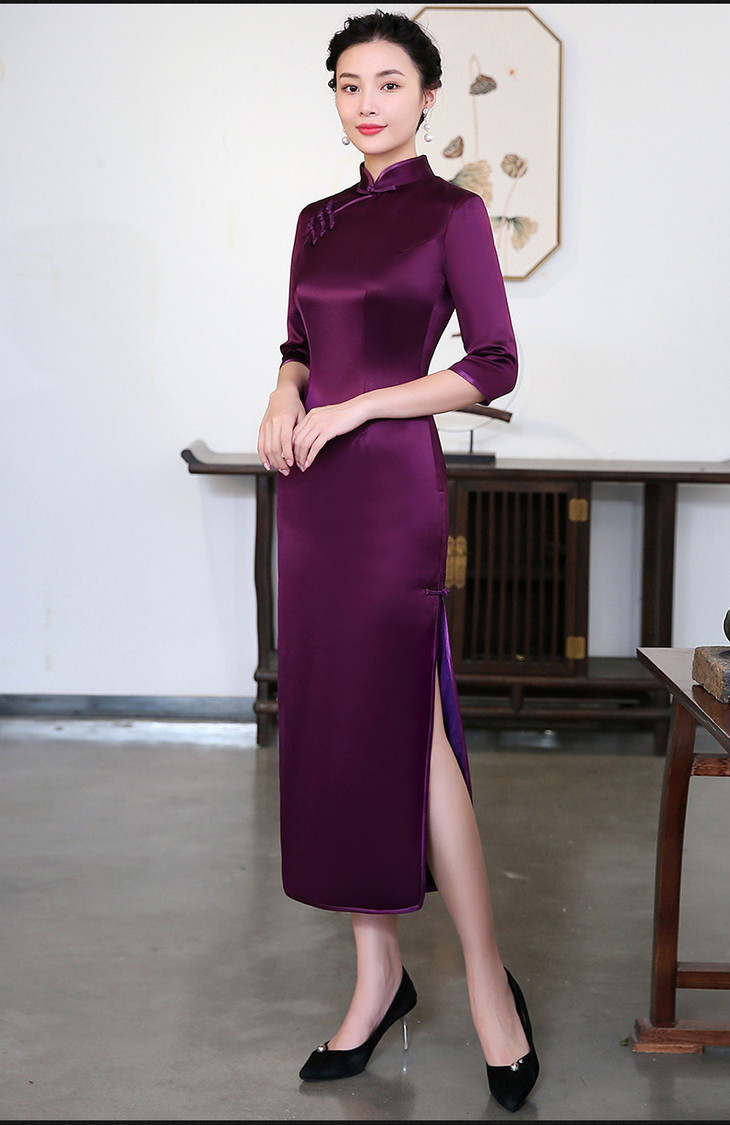 ysn-1014紫色高贵大码旗袍