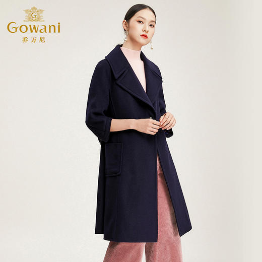 【100%绵羊毛】乔万尼冬季流行羊毛大衣时尚直筒毛呢大衣女中长款外套EN4A793 商品图1