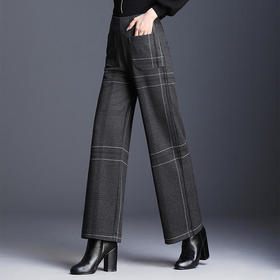 BD-LD8313秋冬新款高腰格纹垂感阔腿裤