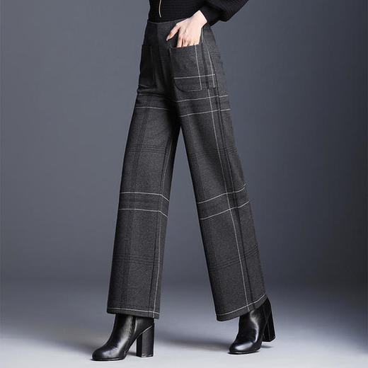 BD-LD8313秋冬新款高腰格纹垂感阔腿裤 商品图0