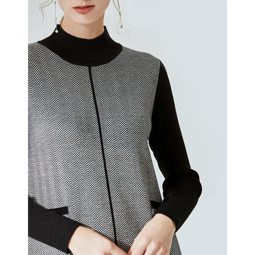 EITIE爱特爱新款通勤直筒显瘦半高领圆领针织衫女中长款6001726 商品图2