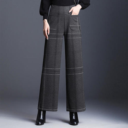 BD-LD8313秋冬新款高腰格纹垂感阔腿裤 商品图2