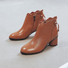 LL-W66-6秋冬新款头层牛皮圆头高跟粗跟真皮短靴 商品缩略图4