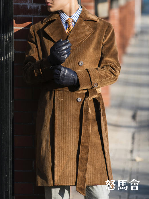 Hardy Minnis Eskdale 700克英式重磅灯芯绒棉咖啡棕浴袍大衣 商品图6